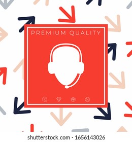 Operator in headset. Call center icon. Graphic elements for your design