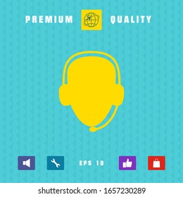 Operator in headset. Call center icon. Graphic elements for your design