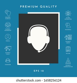 Betreiber im Headset. Call Center Symbol. Grafische Elemente für Ihr Design