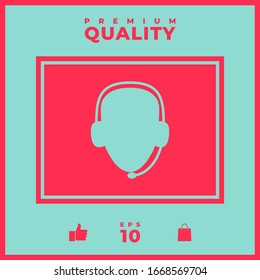 Operator in headset. Call center icon. Graphic elements for your design