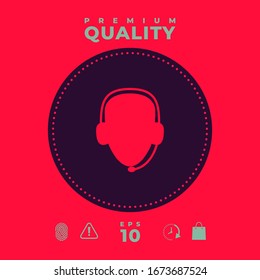 Operador con auriculares. Icono del centro de llamadas. Elementos gráficos para el diseño
