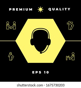 Operator in headset. Call center icon. Graphic elements for your design
