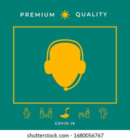 Operator in headset. Call center icon. Graphic elements for your design