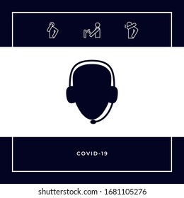 Operator in headset. Call center icon. Graphic elements for your design