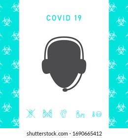 Operator in headset. Call center icon. Graphic elements for your design