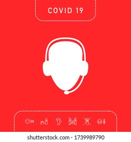 Operator in headset. Call center icon. Graphic elements for your design