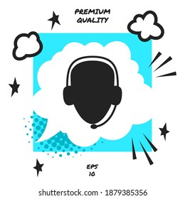 Operator in headset. Call center icon. Graphic elements for your design