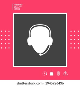 Operador con auriculares. Icono del centro de llamadas, elementos para su diseño