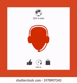 Operator in headset. Call center icon, elements for your design