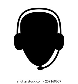 Operator in headset. Call center icon.