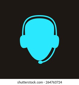 Operator in headset. Call center icon