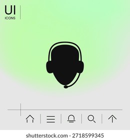 Operator in headset. Call center icon, elements for your design