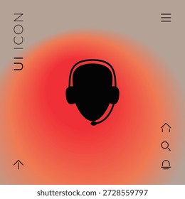 Operator in headset. Call center icon, elements for your design