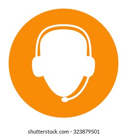 Operator in headset. Call center icon.