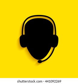 Operator in headset. Call center icon.