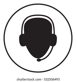 Operator in headset. Call center icon