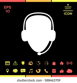 Operator in headset. Call center icon