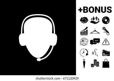 Operator in headset. Call center icon