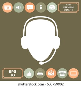Operator in headset. Call center icon