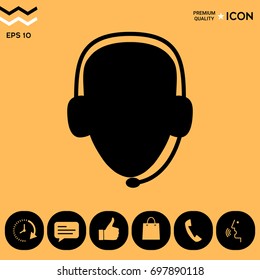 Operator in headset. Call center icon