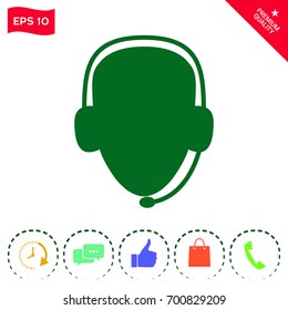 Operator in headset. Call center icon