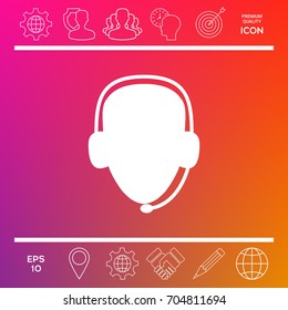 Operator in headset. Call center icon