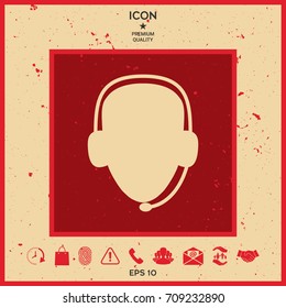 Operator in headset. Call center icon