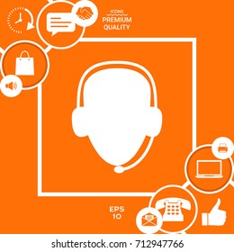 Operator in headset. Call center icon