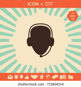 Operator in headset. Call center icon