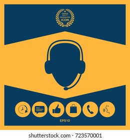 Operator in headset. Call center icon