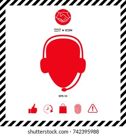 Operator in headset. Call center icon