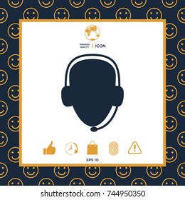 Operator in headset. Call center icon