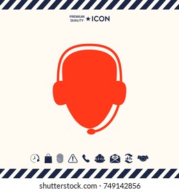 Operator in headset. Call center icon