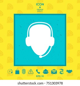 Operator in headset. Call center icon