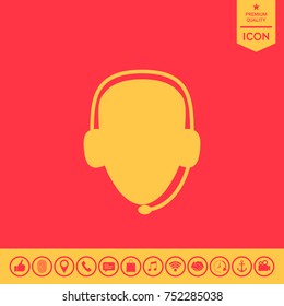 Operator in headset. Call center icon