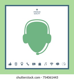 Operator in headset. Call center icon
