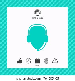 Operator in headset. Call center icon