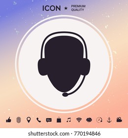 Operator in headset. Call center icon