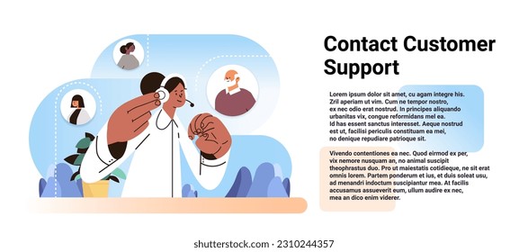 operador con auriculares de contacto con el centro de llamadas cliente concepto de servicio de atención al cliente