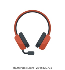 Operator headset icon flat vector. Headset microphone. Call support isolated
