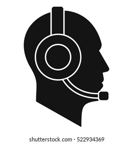 Operator in headset icon. Simple illustration of operator in headset vector icon for web