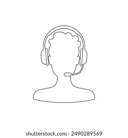Operator headset vector icon in flat
