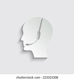 Operator in headset - Vector icon  with shadow on a grey background