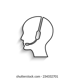 Operator in headset    - vector icon with shadow