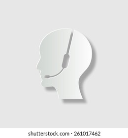 Operator in headset   - vector icon with shadow