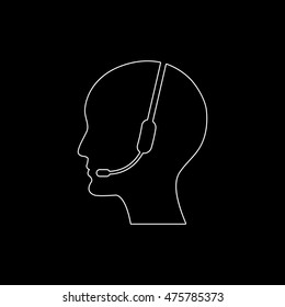 Operator in headset -  white vector icon