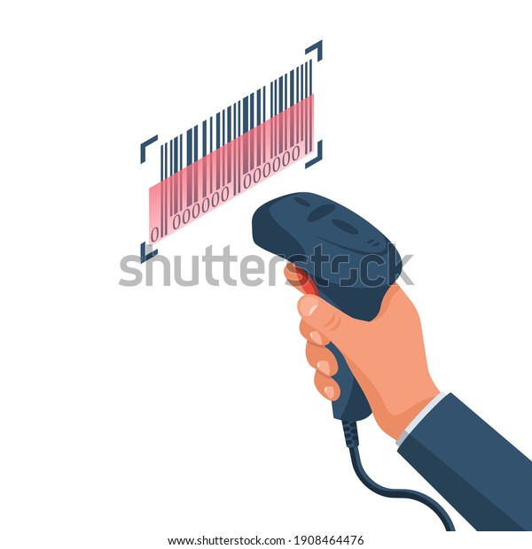 Operator Holds Barcode Scanner Hand Barcode Stock Vector Royalty Free 1908464476 Shutterstock 9133