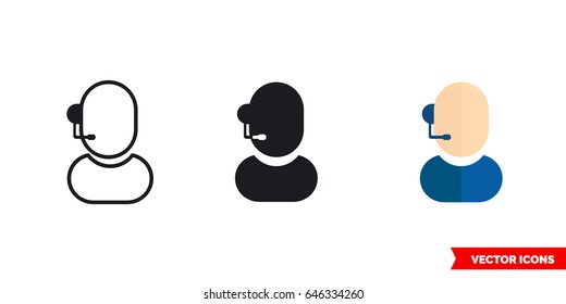Operator icon of 3 types: color, black and white, outline. Isolated vector sign symbol.
