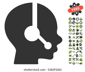 Operator icon with bonus options icon set. Vector illustration style is flat iconic eco green and gray symbols on white background.