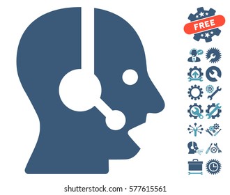 Operator icon with bonus setup tools images. Vector illustration style is flat iconic cyan and blue symbols on white background.
